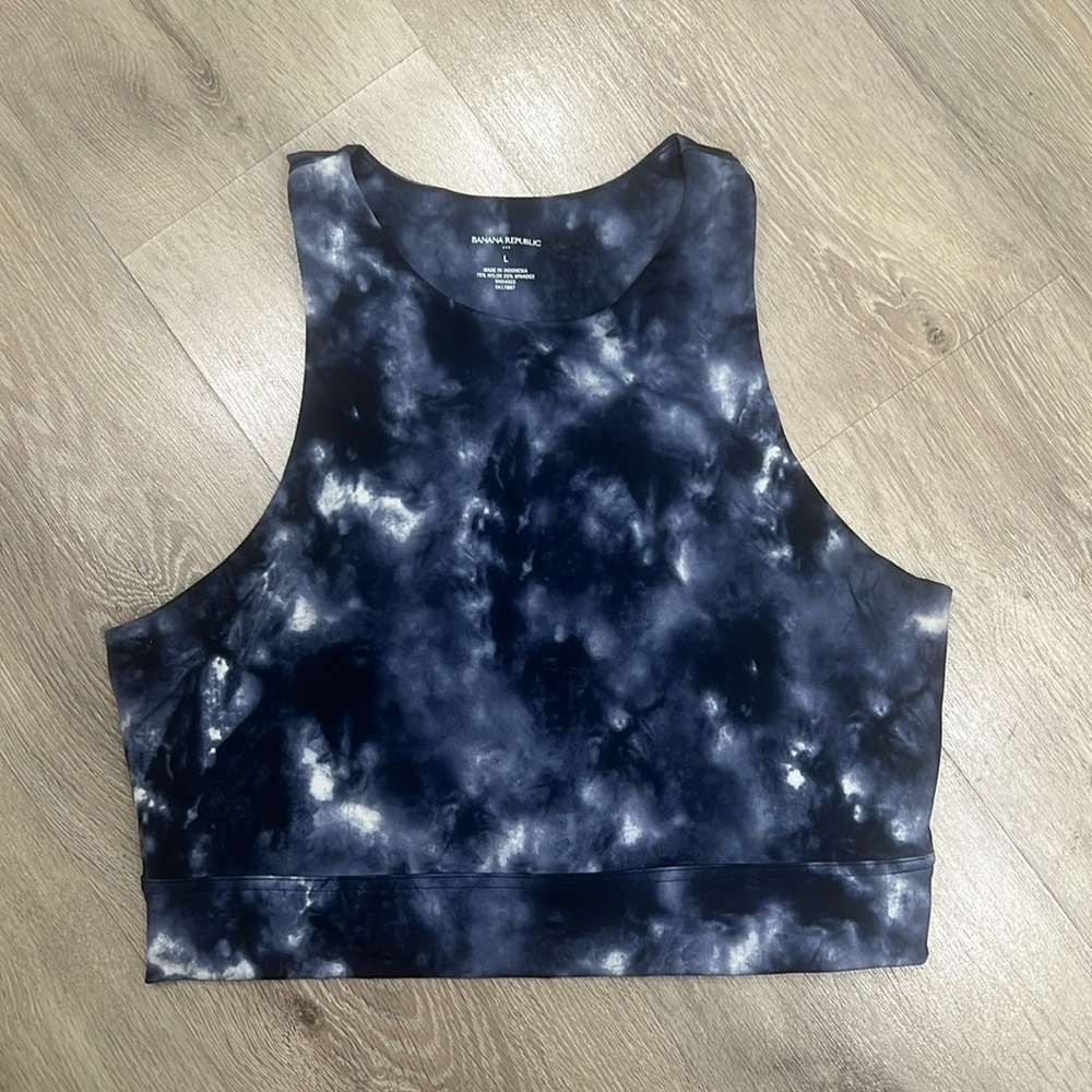 Banana Republic Black and White Tie-Dye Crop Top